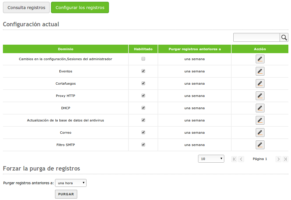 Configurar registros
