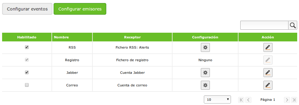 Configurar emisores