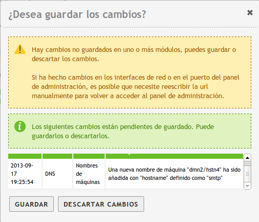 Registros al guardar cambios