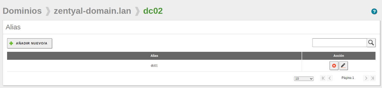 Creación del alias a dc01
