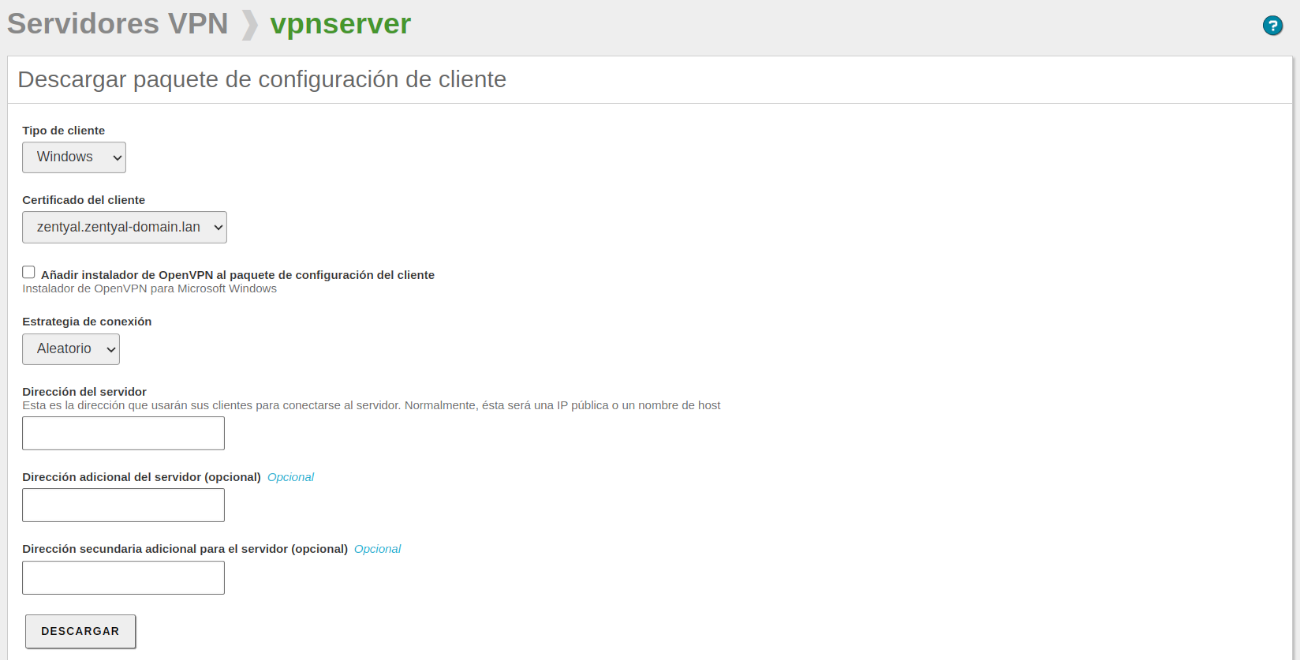 Descargar paquete de configuración de cliente