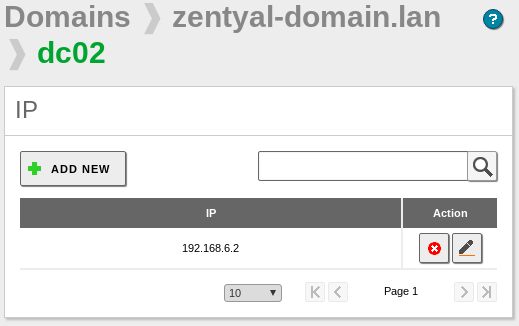Configuración registros A para el DNS de DC02