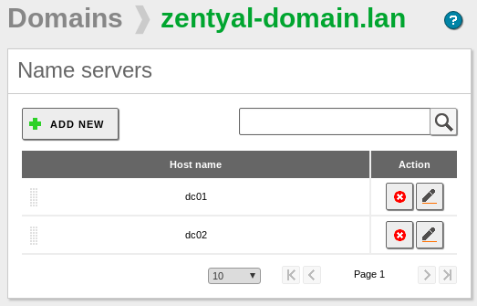 Configuración de registros NS para el DNS de DCS