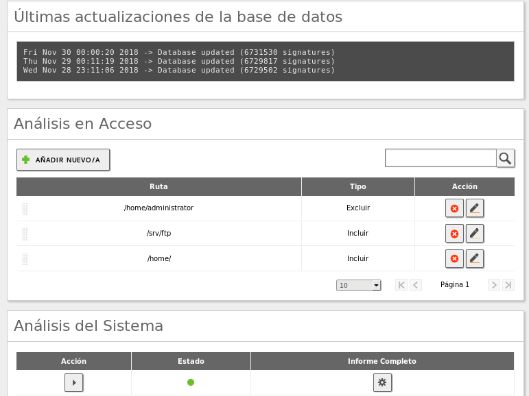 Configuración del Antivirus para ficheros compartidos