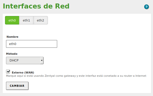 Configuración DHCP de la interfaz de red