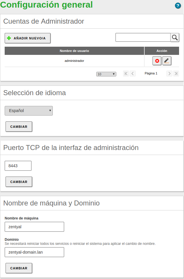 Configuración general