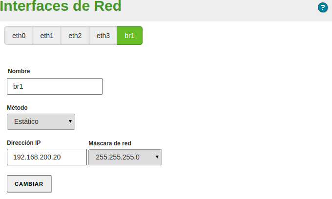 Configuración de interfaces *bridged*