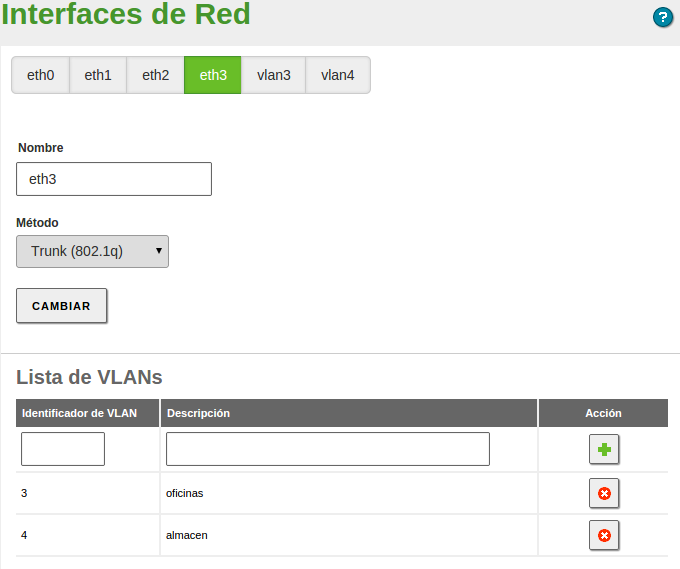 Configuración VLAN de una interfaz de red
