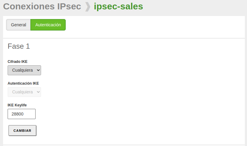 Configuración de la autenticación en la fase 1