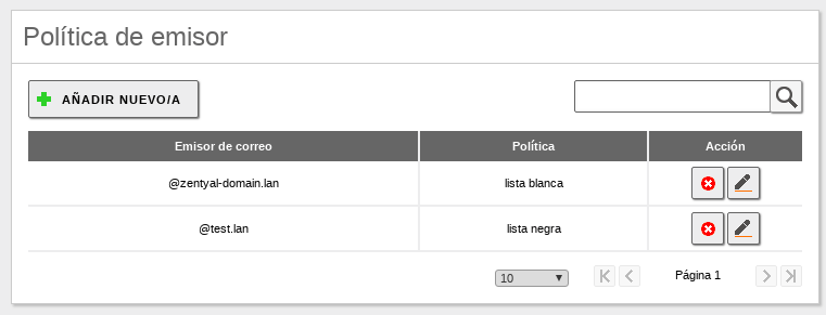 Configuración de políticas del emisor