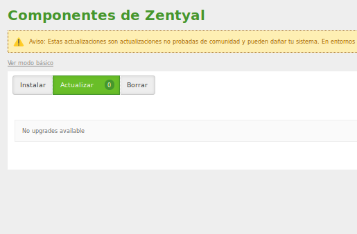 Actualizaciones de los componentes de Zentyal