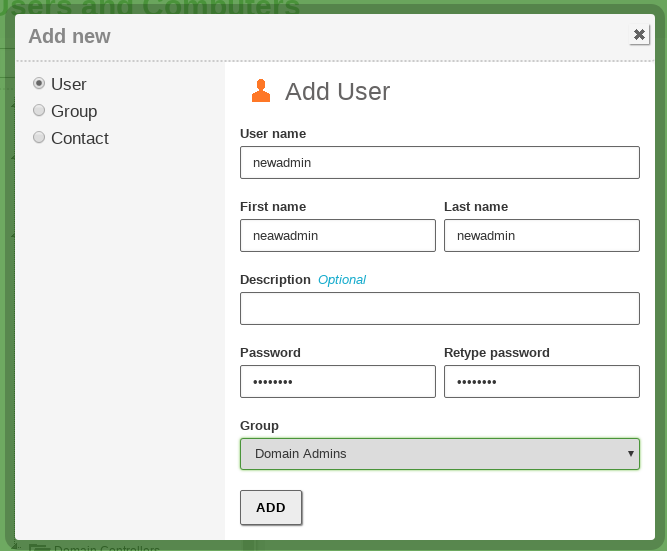 Adding a user to the Domain Admins group