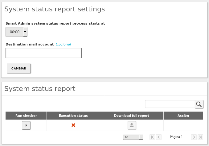 Configuration of the Smart Admin report