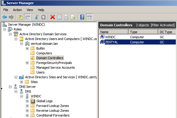 Árbol LDAP de Windows® mostrando el nuevo controlador